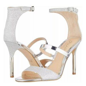 Jewel Badgley Mischka Rihanna Silver Stiletto Sandals - Size 8